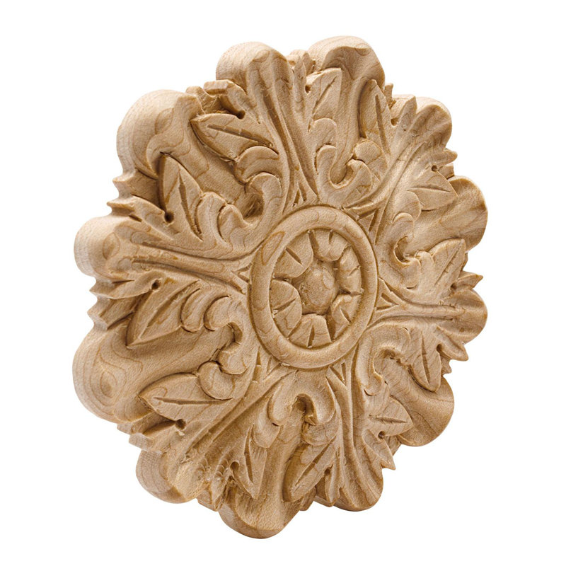 Petite applique en bois d'acanthe en érable massif massif 4 po x 3/8 po