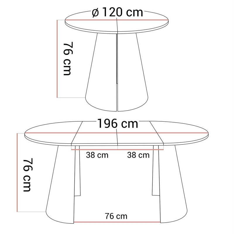 Extendable Dining Table, Black / Bianco Marble