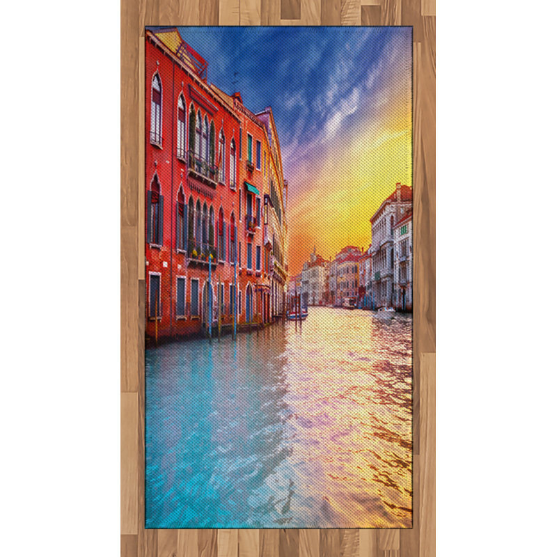 Tapis décoratif italien à haute densité en fibre de polyester à longs fils, Rectangle 2 pi 7 po x 5 pi