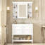 Meuble-lavabo de 36 po avec armoire à pharmacie, armoire à miroir moderne avec tablette réglable, armoire de rangement pour salle de bain à 4 tiroirs, armoire de rangement pour cadre de salle de bain en bois massif-126271629