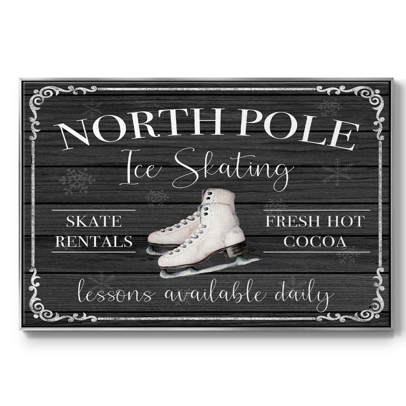 Patin à glace North Pole, H 17 po x l 25 po x P 2 po, Toile avec cadre argenté