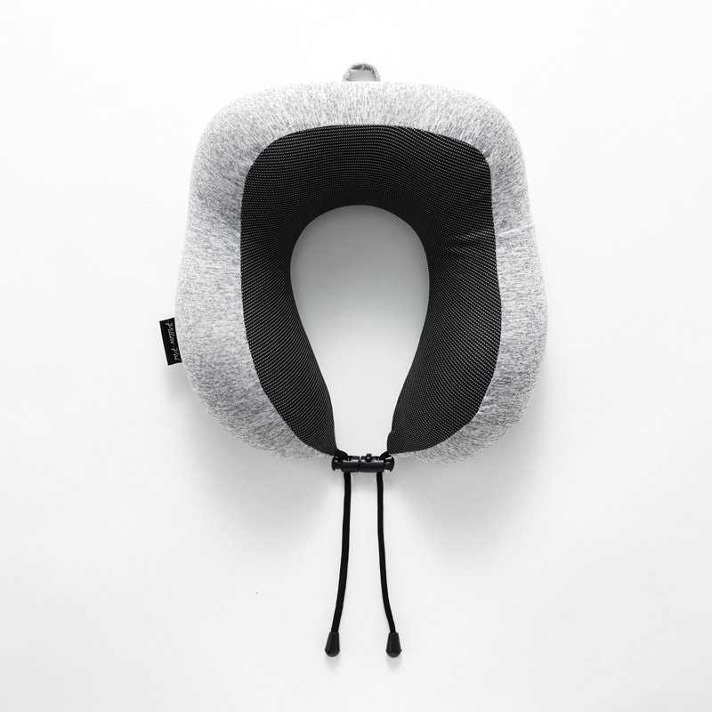 Memory Foam Neck Support Pillow with Breathable Cover & Eye Mask, Ergonomic Cushion for Travel, Home & Office Use, Black