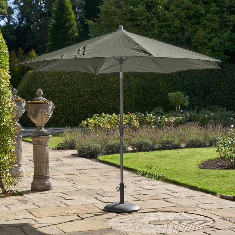 Hatten Riva Traditional Round Parasol, 238cm H x 300cm W x 300cm D, Olive