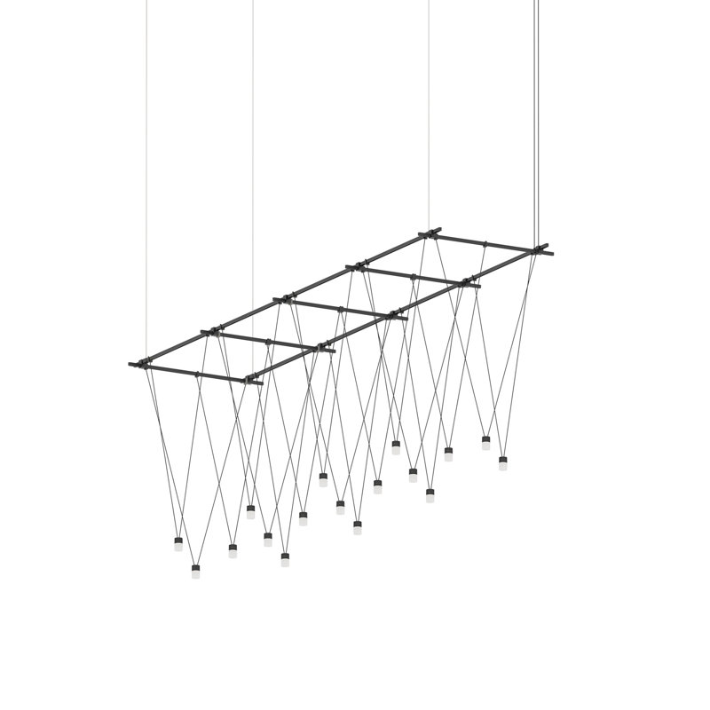 Lustre cylindrique à DEL géométrique à 17 lumières Suspender®, Noir satiné
