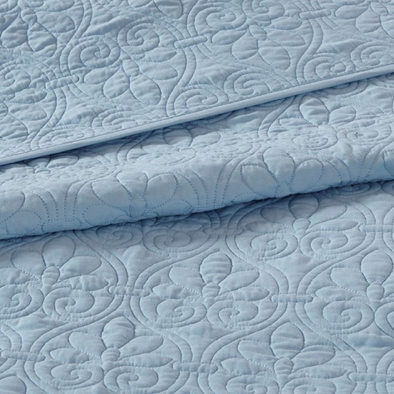 Ensemble de literie réversible en coton bleu, motif chalet, superposition estivale