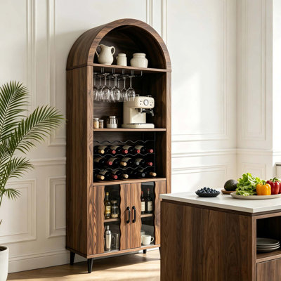Armoire bar 71 po, porte-bouteilles et porte-verres à vin
