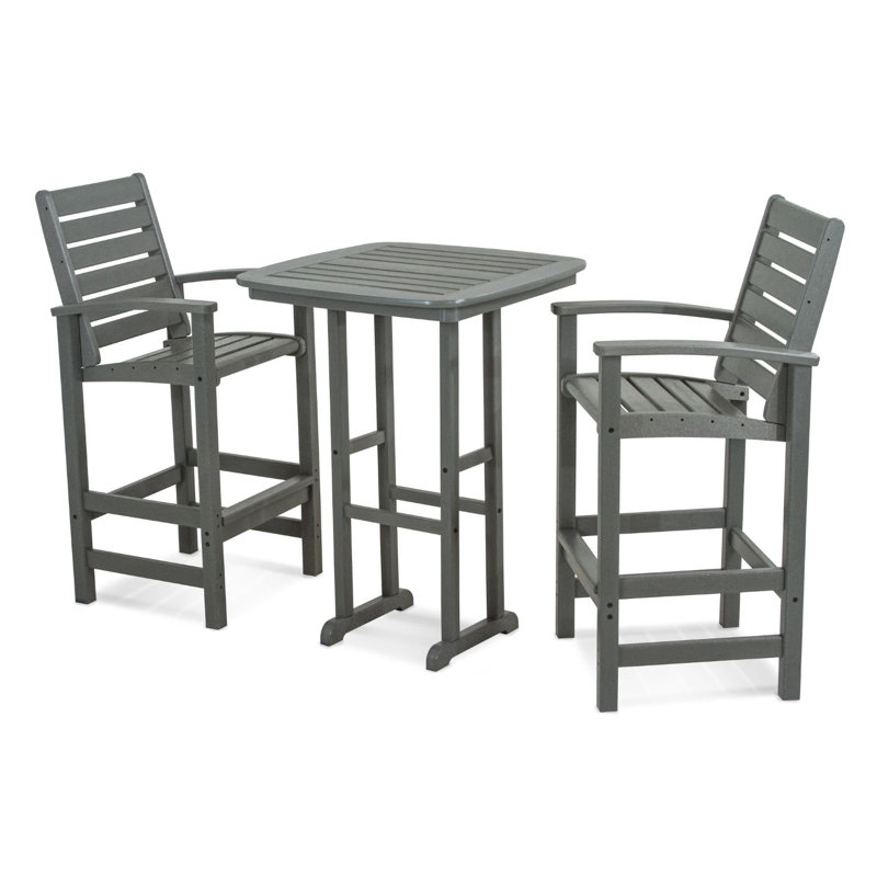 POLYWOOD Signature 3-Piece Bar Set, Slate Gray