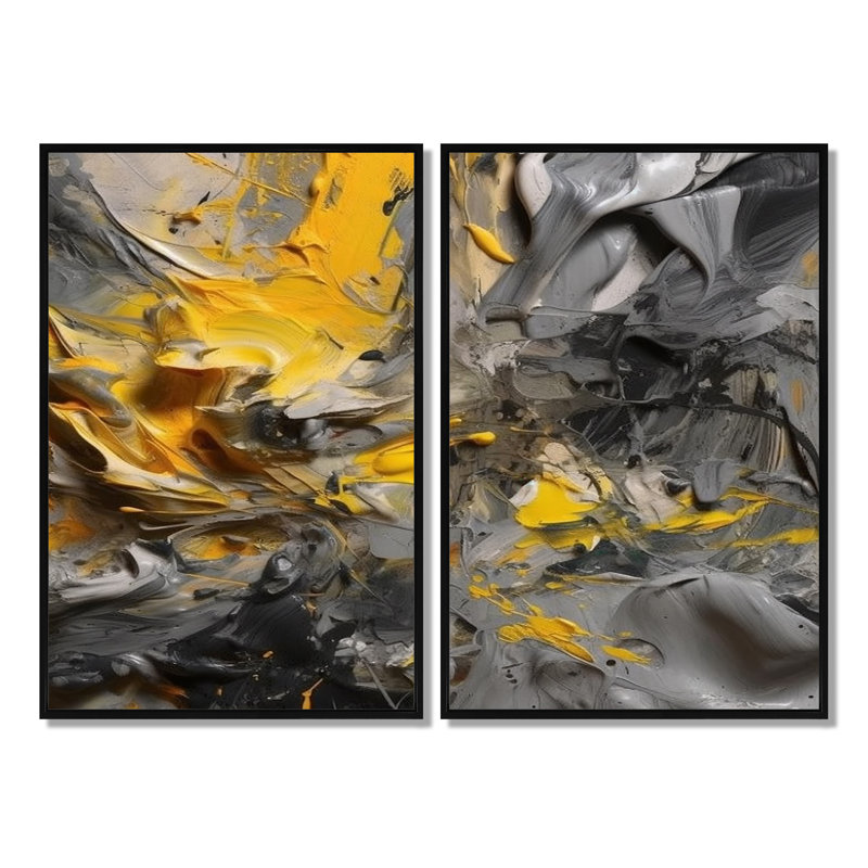 Clina - Modern Wall Art, Black, 36" H x 48" W, Floater Framed Print