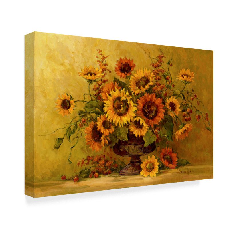 « tournesol coucher coucher de soleil », reproduction de peinture à l’acrylique sur toile tendue, H 22 po x l 32 po x P 2 po