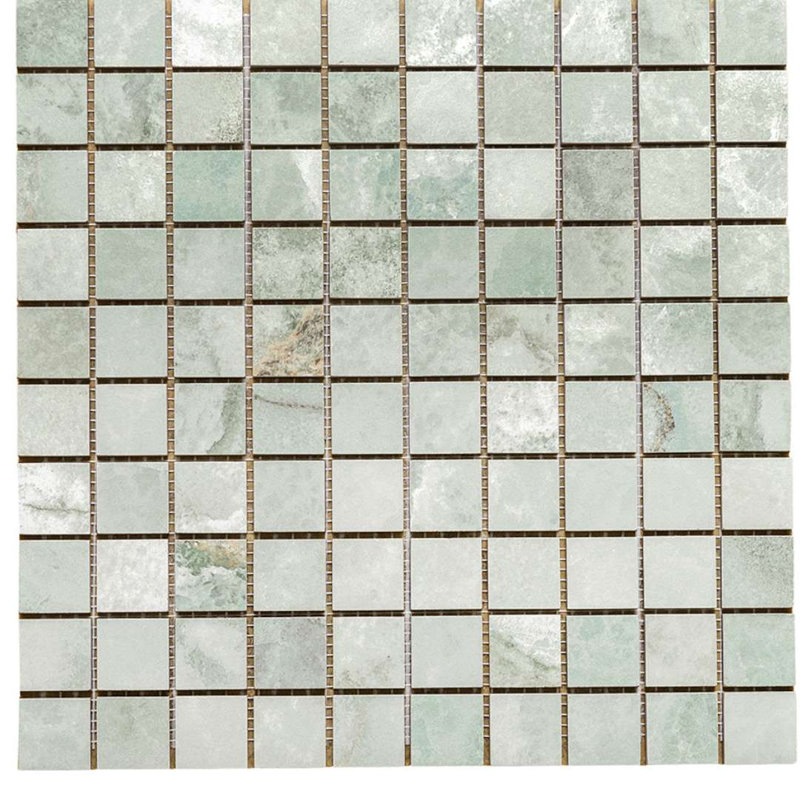 Carreau de porcelaine mat pour plancher et mur 1 po x 1 po Banff, Onice jade