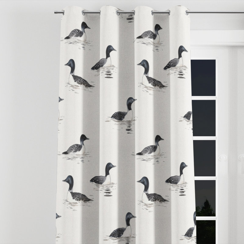 Rideaux à imprimé animal pour chambre à coucher - Rideau à oeillets rustique Azareeyah - 1 panneau, L 52 po x L 108 po
