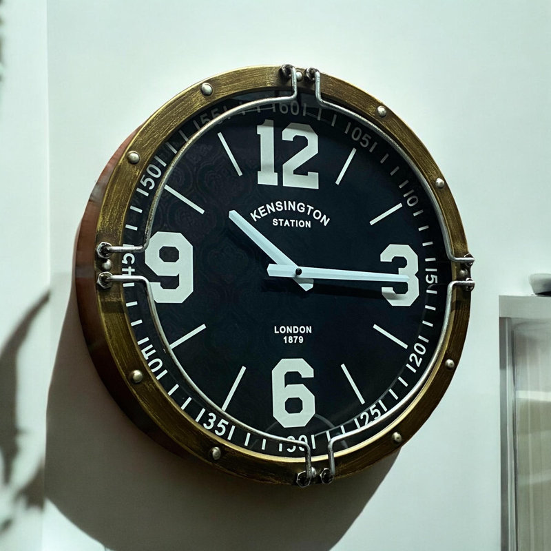 Giannopoulos Metal Wall Clock – Hand-Finished Analog Decorative Clock with Metal Frame for Living Room or Office Wall