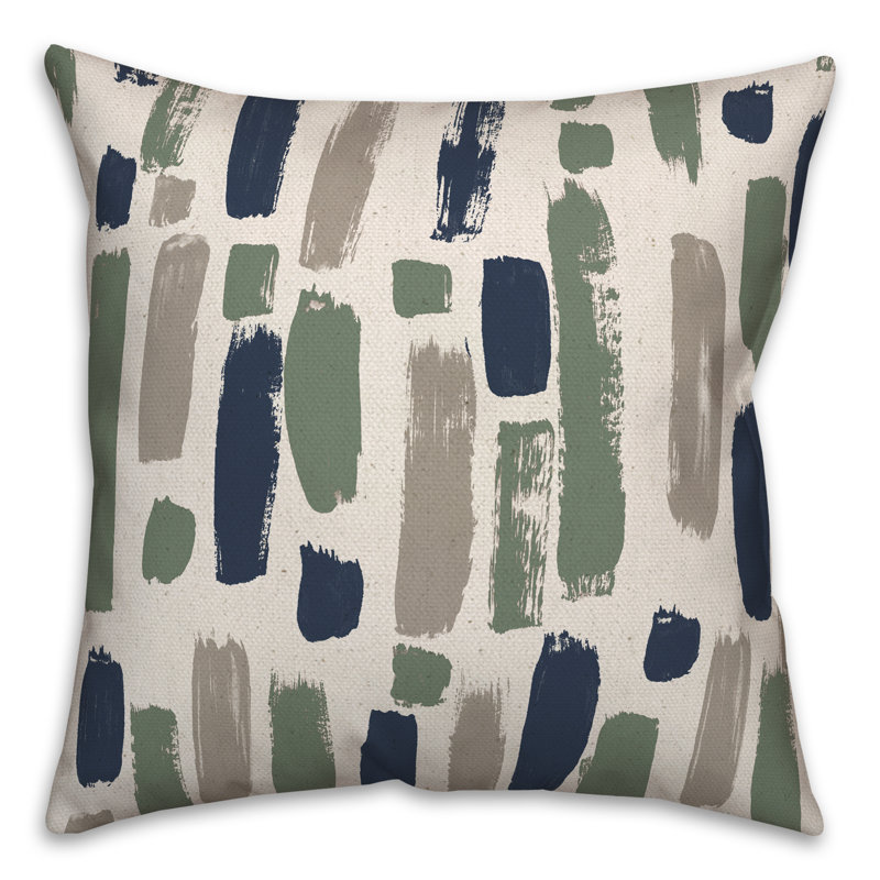 Paint Strokes Outdoor Square Pillow Cover & Insert, Blue/Green