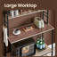 Industrial Greige & Black Baker’s Rack, 6 Tier Kitchen Storage Shelving with 6 Hooks, Multi-Purpose Coffee Bar Station