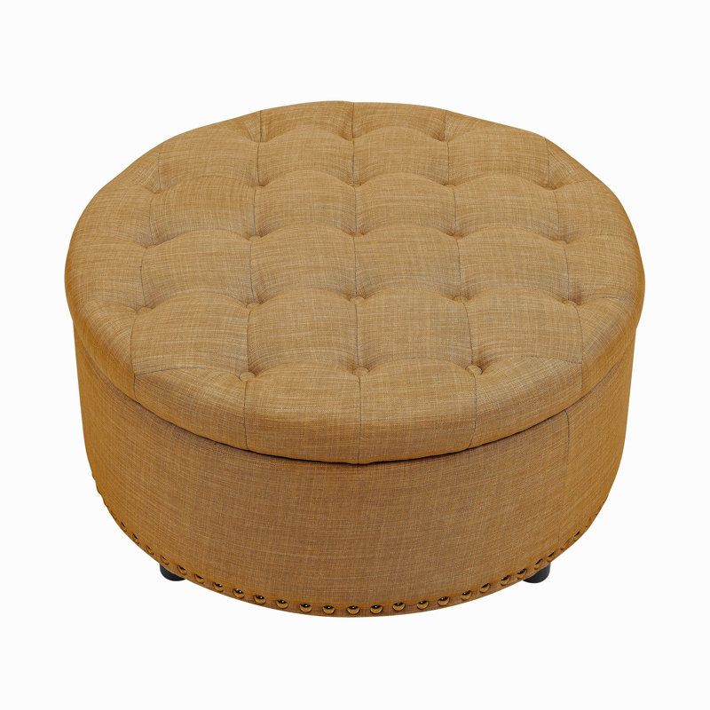 Tufted Storage Ottoman, Orange