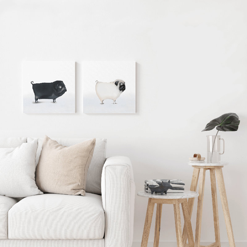 Pug - 2 Piece Wrapped Canvas Painting