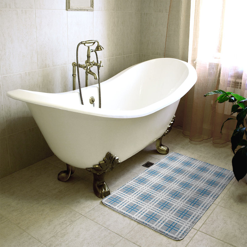 Tapis pour salle de bain Philadelphia, l 17 po x L 24 po, Bleu pâle/gris