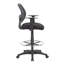 Tabouret de bureau pivotant avec accoudoirs en T Lem, repose-pieds, dossier linéaire en filet noir