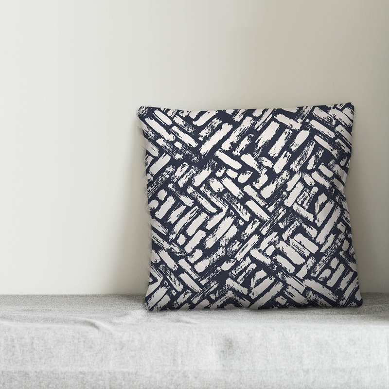  Housse et insert de coussin abstrait Abstract Strokes, 18 po x 18 po, Bleu marine