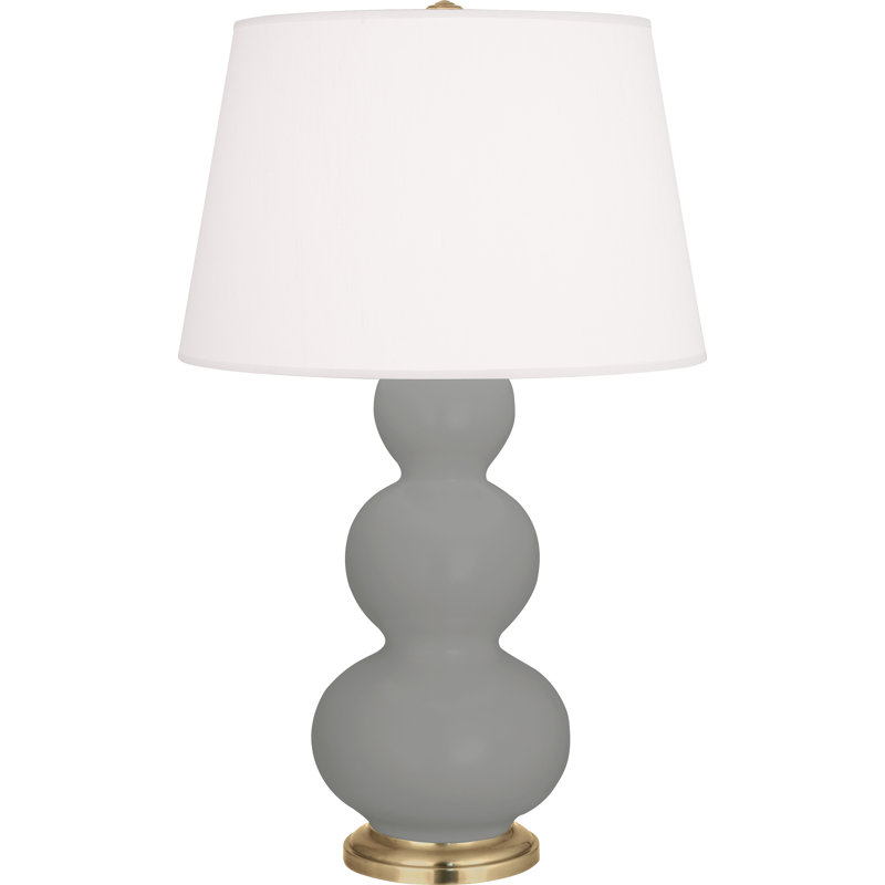 Lampe de table triple gourde, Laiton antique, Taupe fumé mat