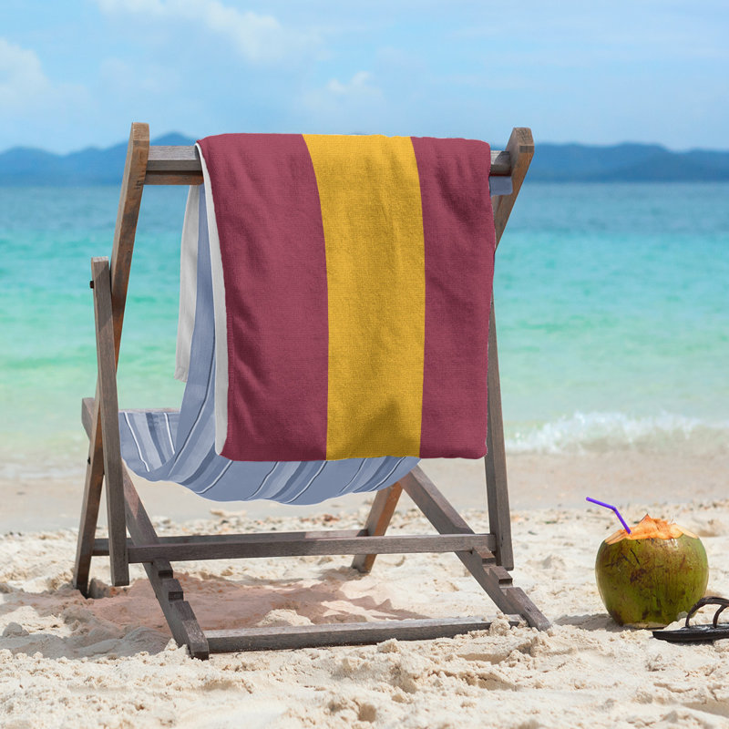 Cotton Blend Beach Towel, Yellow/White