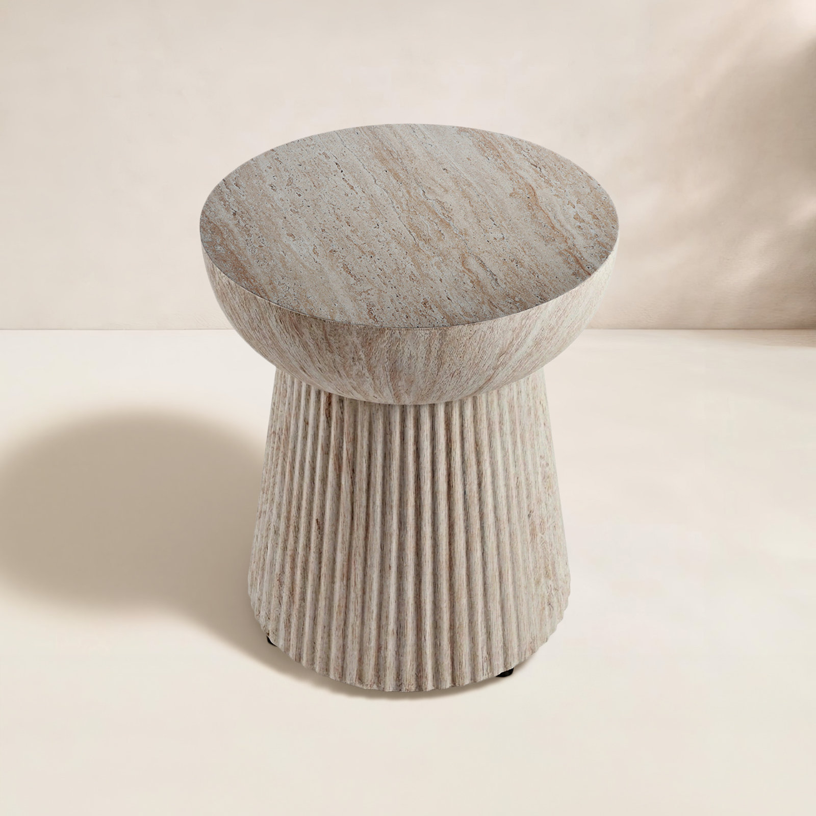 15" Patio Side Table, Travertine