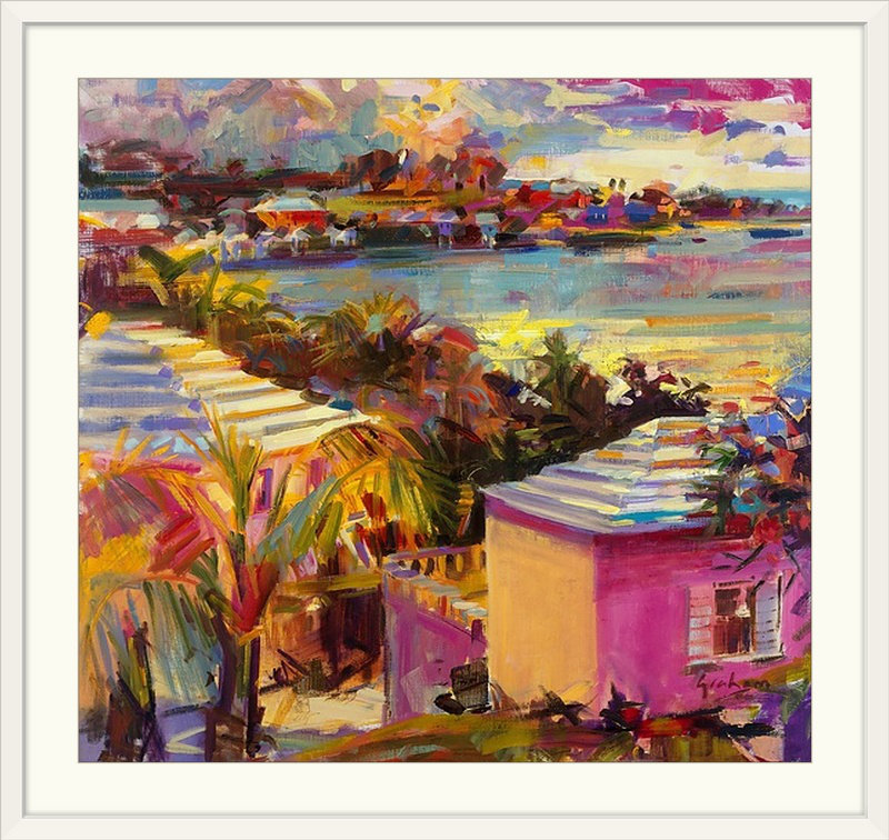 «Anjuman Dusk Reflections, Bermuda, 2011» par Peter Graham, reproduction d'art, H 28 po x l 30 po x P 1,5 po, Toile
