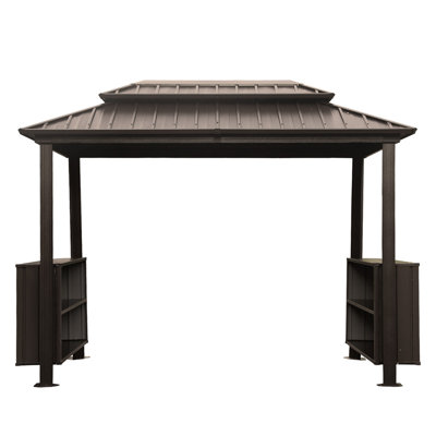 6,5 pi X 12 pi Pavillon de jardin extérieur pour barbecue avec toit rigide et toit classique