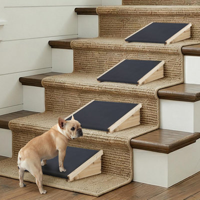  Rampe pour chien pour escalier, rampe pour chien en caoutchouc antidérapant pour petits chiens de taille moyenne, marchepied en pente douce et escalier pour animaux de compagnie âgés ou blessés, utilisation intérieure, accès au porche portatif, ensemble de 4