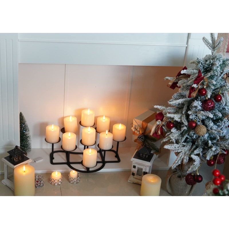 Fireplace Candle Holder 9 Candelabra For Pillar Candles Black Candle Stand Iron Table Centrepiece Mantle Floor Decor Advent Decoration