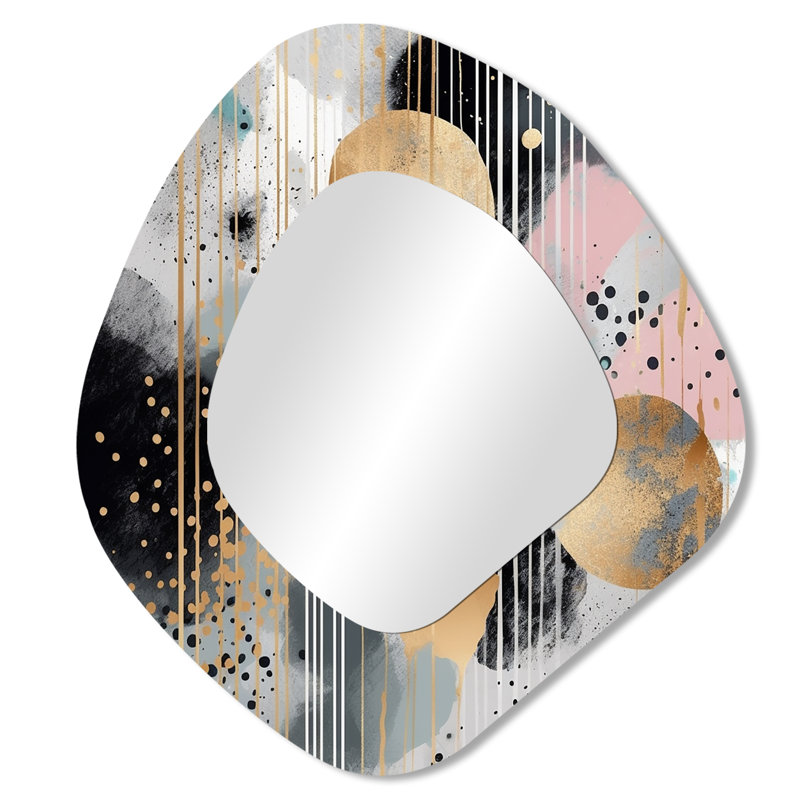 Miroir décoratif asymétrique Honody, rayures et pastels Honaker, 28 po x 25 po