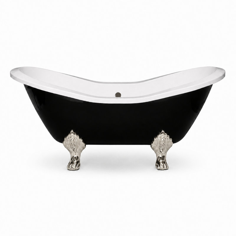 Baignoire sur pattes noire et blanche 6 pi The Summit de Strom Living, Blanc (spécialement pour les pieds de baignoire)