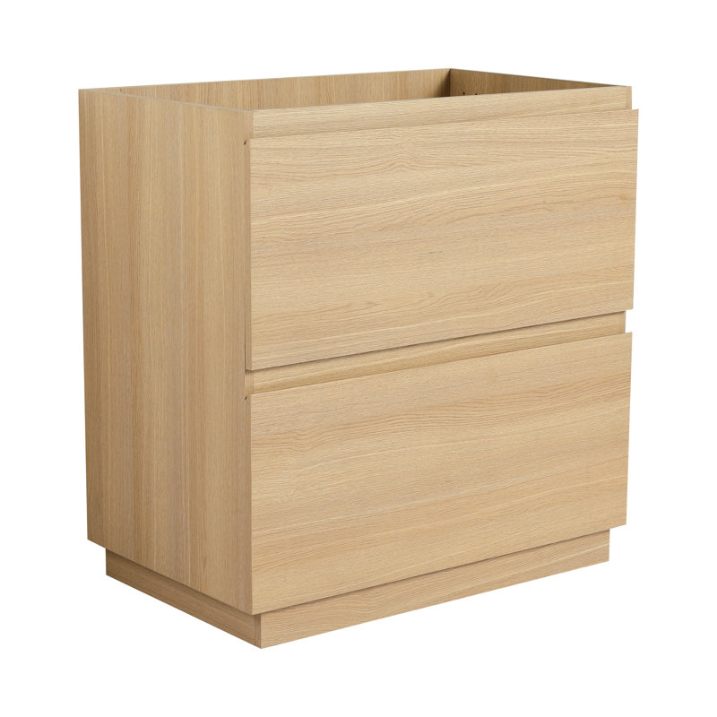 30" Bathroom Vanity Without Sink - Modern Double Drawer Fixture Freestanding In Oak Engineered Wood Storage Vanity, Cabinet With Drawer, Modern, Engineering Wood, Long-Lasting