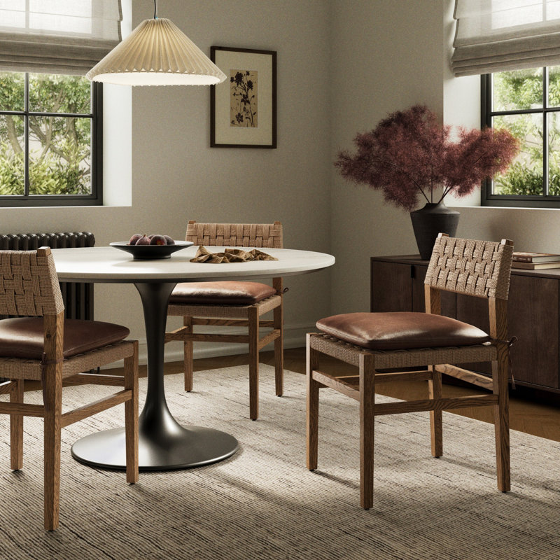 Hamlin Leather Dining Chair, Toasted Ash Solid
