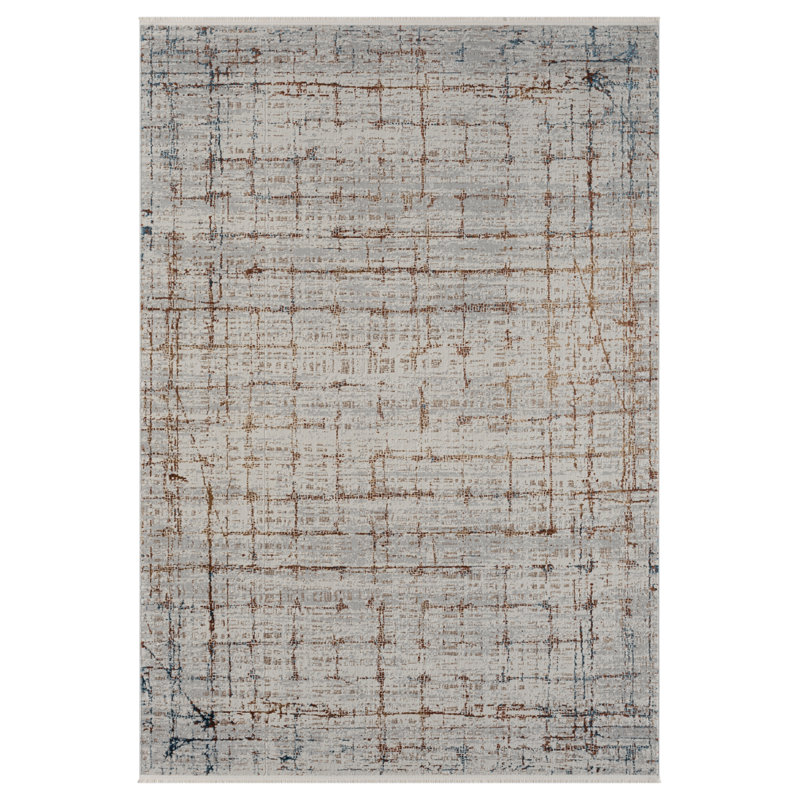 Arian Light Grey/Brown Rug, Rectangular 140 x 200cm