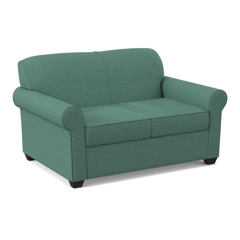 Finn 59" Rolled Arm Sofa Bed Loveseat with Reversible Cushions, Cafelle, Antic Lagoon