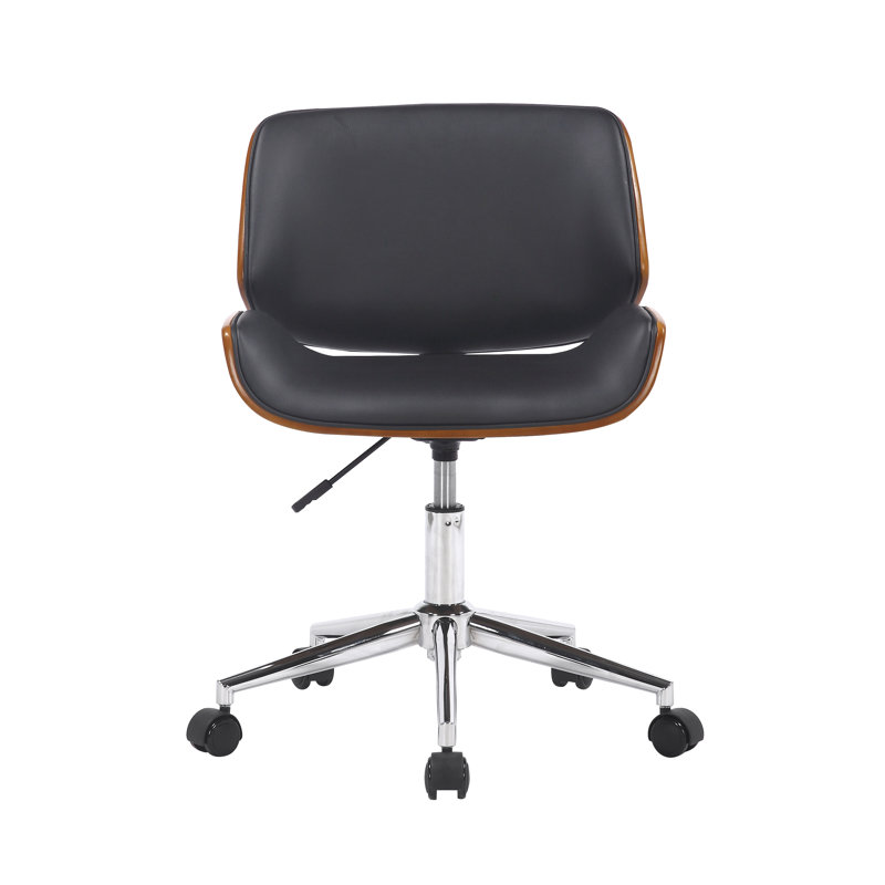 Kimpel Faux Leather Mid-Century Office Chair, Black