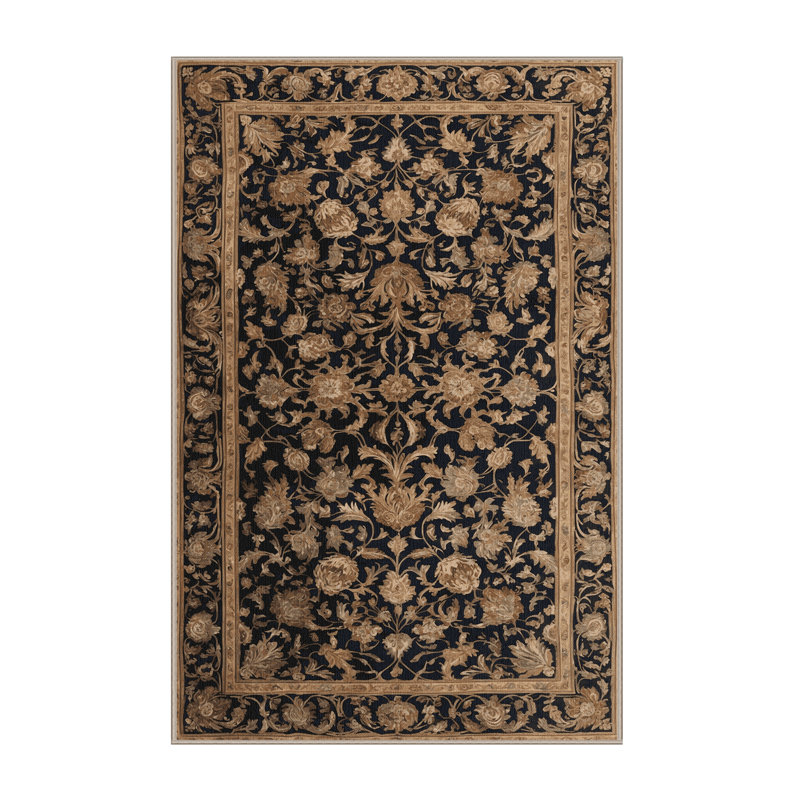 Tapis brun français lavable à la machine, Rectangle 5 pi x 7 pi