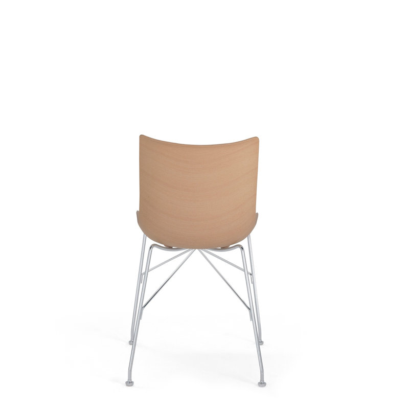 P/Wood Dining Chair, Veneer Light Wood with Chrome