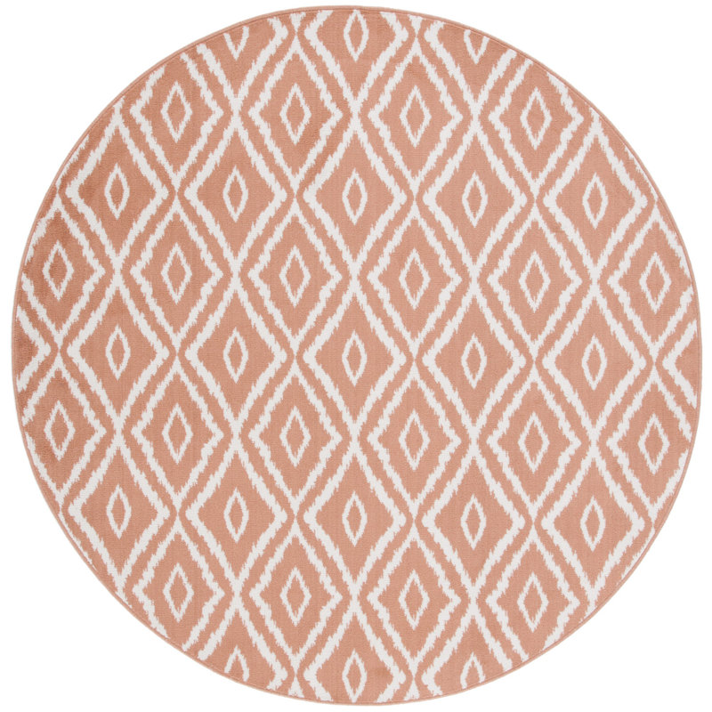 Tapis géométrique en polypropylène tissé à la machine Jassiah, Rond 6 pi 7 po