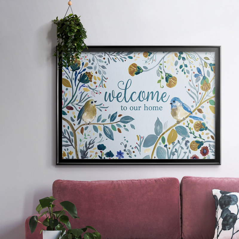 Welcome to our home, reproduction d'art sur toile, H 14 po x l 20 po x P 1,5 po, Noir