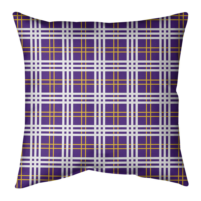 Housse de coussin d'extérieur carré R-Baltimore Football, 26 po x 26 po, Mauve / doré / blanc