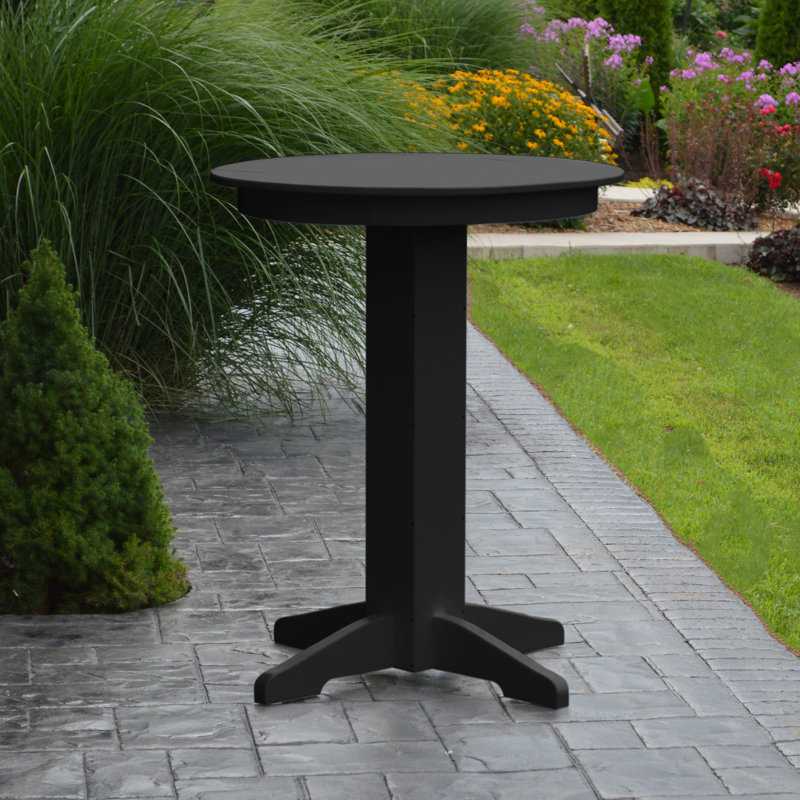 Nettie Round Outdoor Bar Table With Umbrella Hole , in. W in. D, Black, 33" L x 33" W