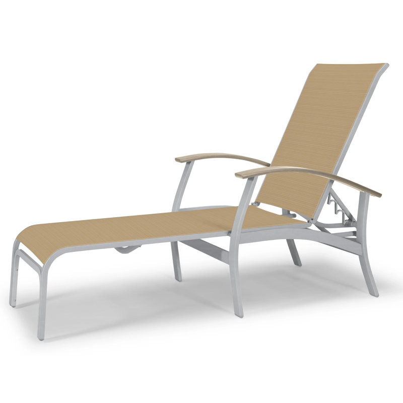 Askar Outdoor Rust-Resistant Metal Chaise Lounge, Desert P60, Beacon Taupe Sunbrella®, Textured Kona