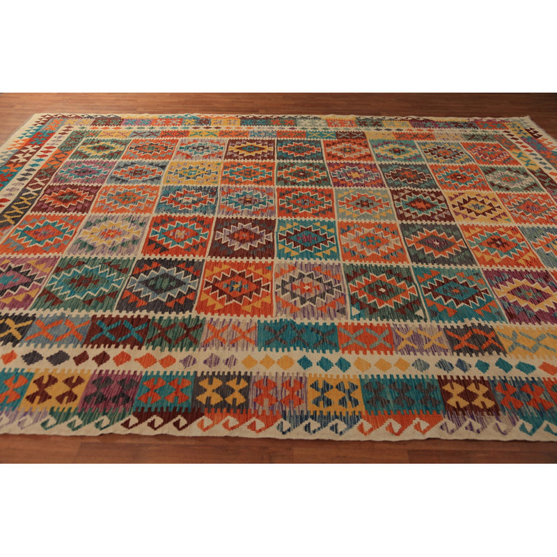 Tapis oriental géométrique Kilim 10 x 13