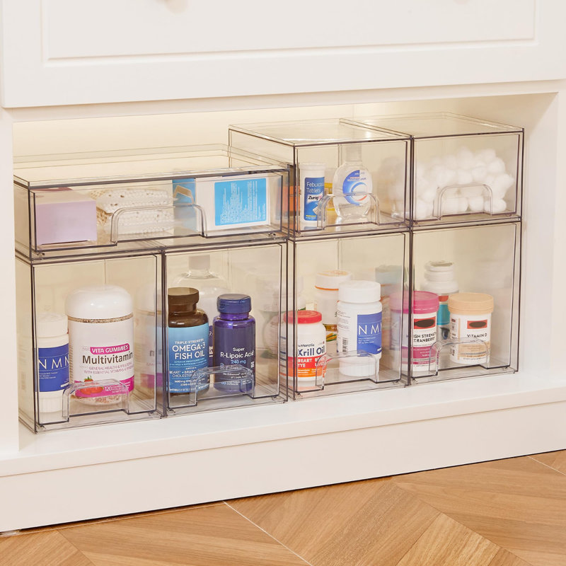 4 Pack Clear Stackable Storage Drawers
