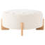 32" Round Coffee Table And Footrest In Chenille Upholstery With L - Shaped Legs For Living Room Decor Modern Elegant Design, Beige Solid Wood Bedroom Resting-133001314