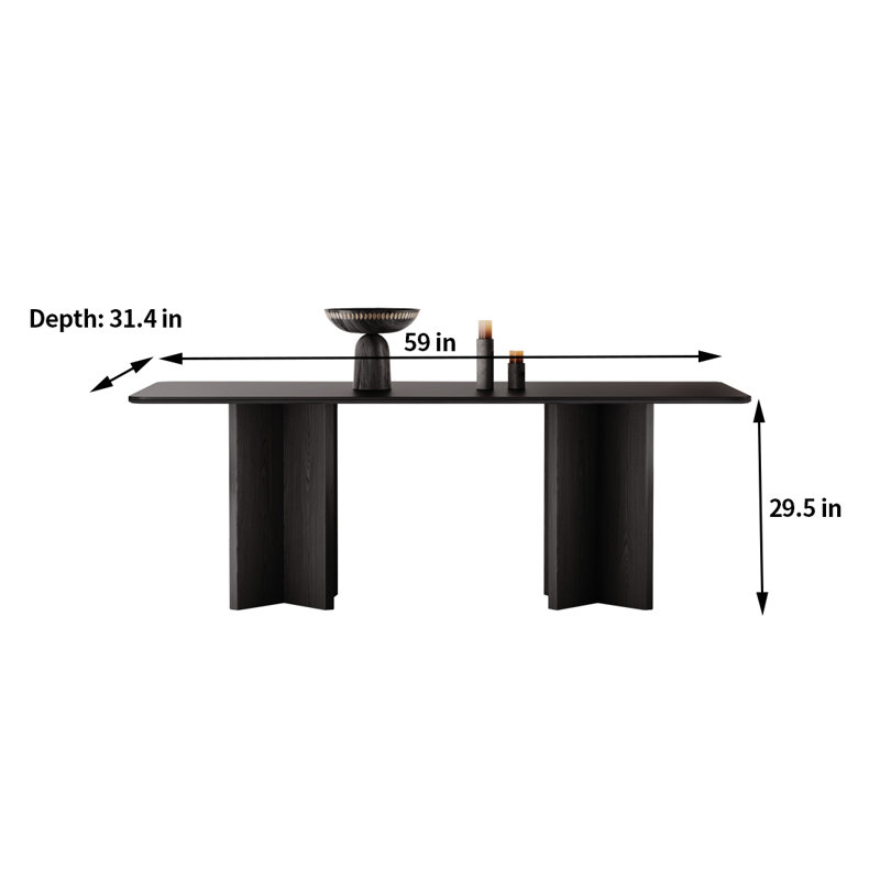 Dining Table, 29.5" H x 59" L x 31.4" W