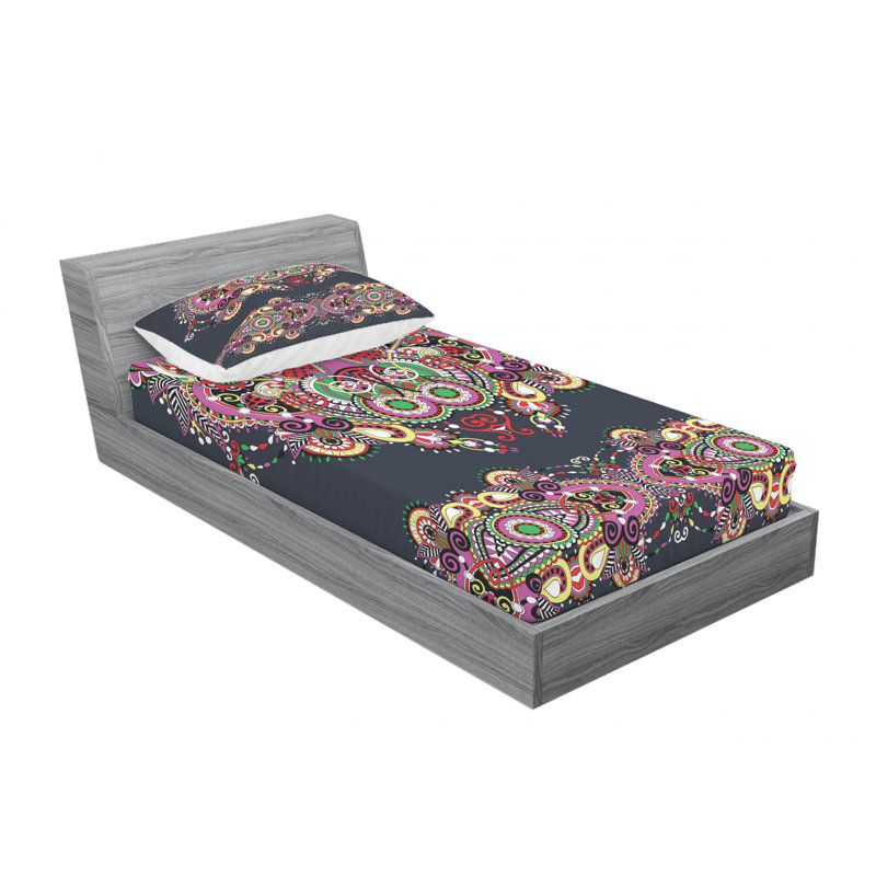 Microfiber Sheet Set, Twin Sheet Set with 1 Pillowcase, Dark Gray/Violet