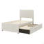 Lit plateforme tapissier avec lit gigogne et 3 tiroirs, tissu en lin-571150562